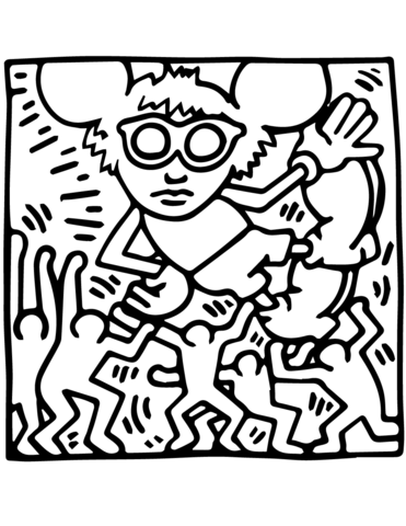 Andy Mouse By Keith Haring Coloring Page